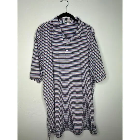 Peter Millar Summer Comfort Golf Shirt Men's Size XL Striped Purple Blue Polo - Picture 2 of 10